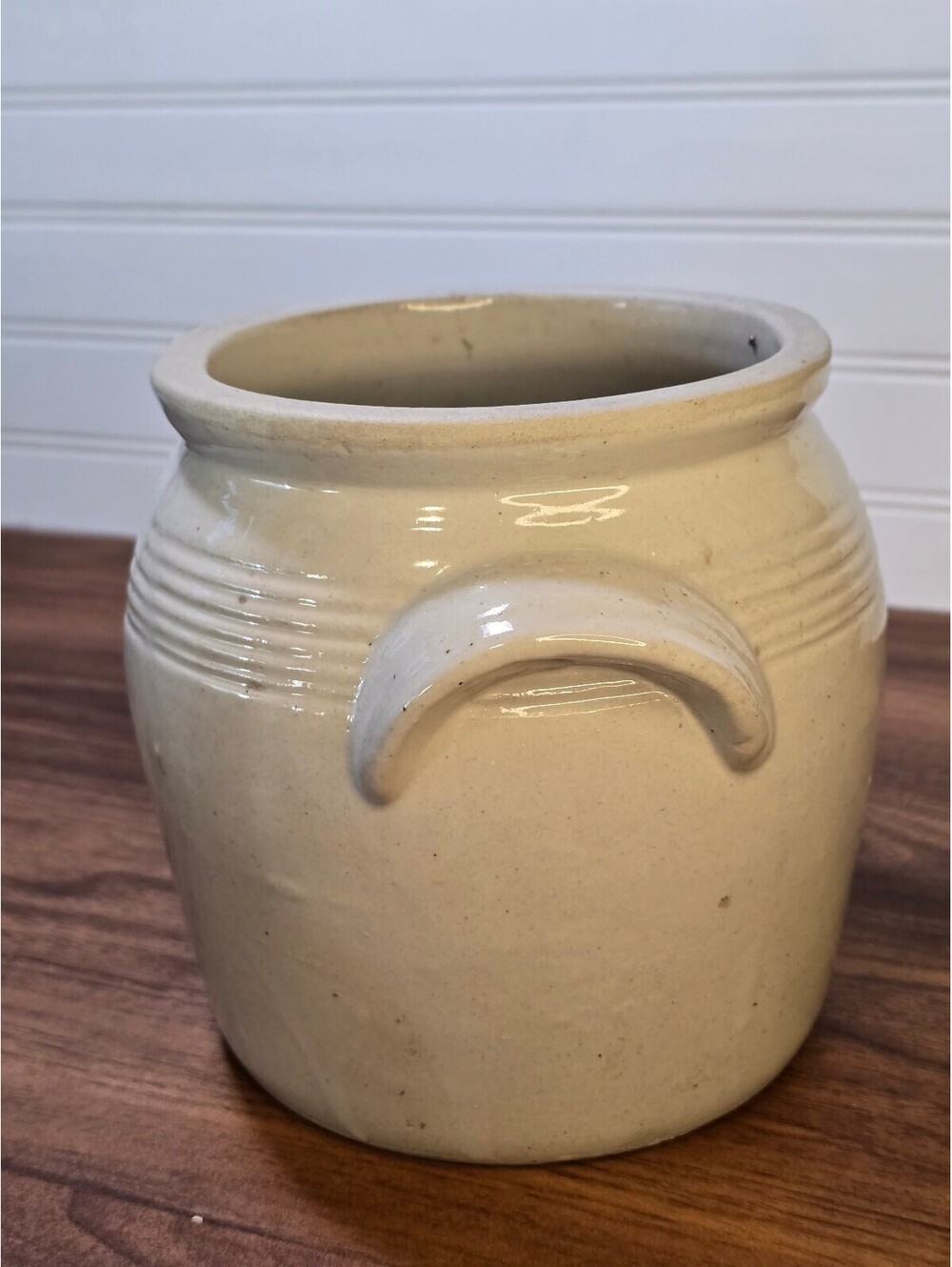Vintage Stoneware Pottery Crock with Handles - Picture 2 of 9